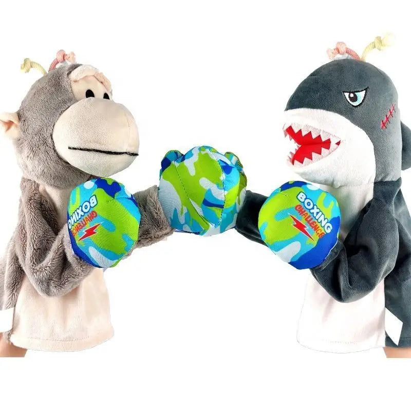 KTX-201107 Interactive Electric Plush Boxing Animal Puppet - Shark & Monkey - Fun for Kids and Family Play