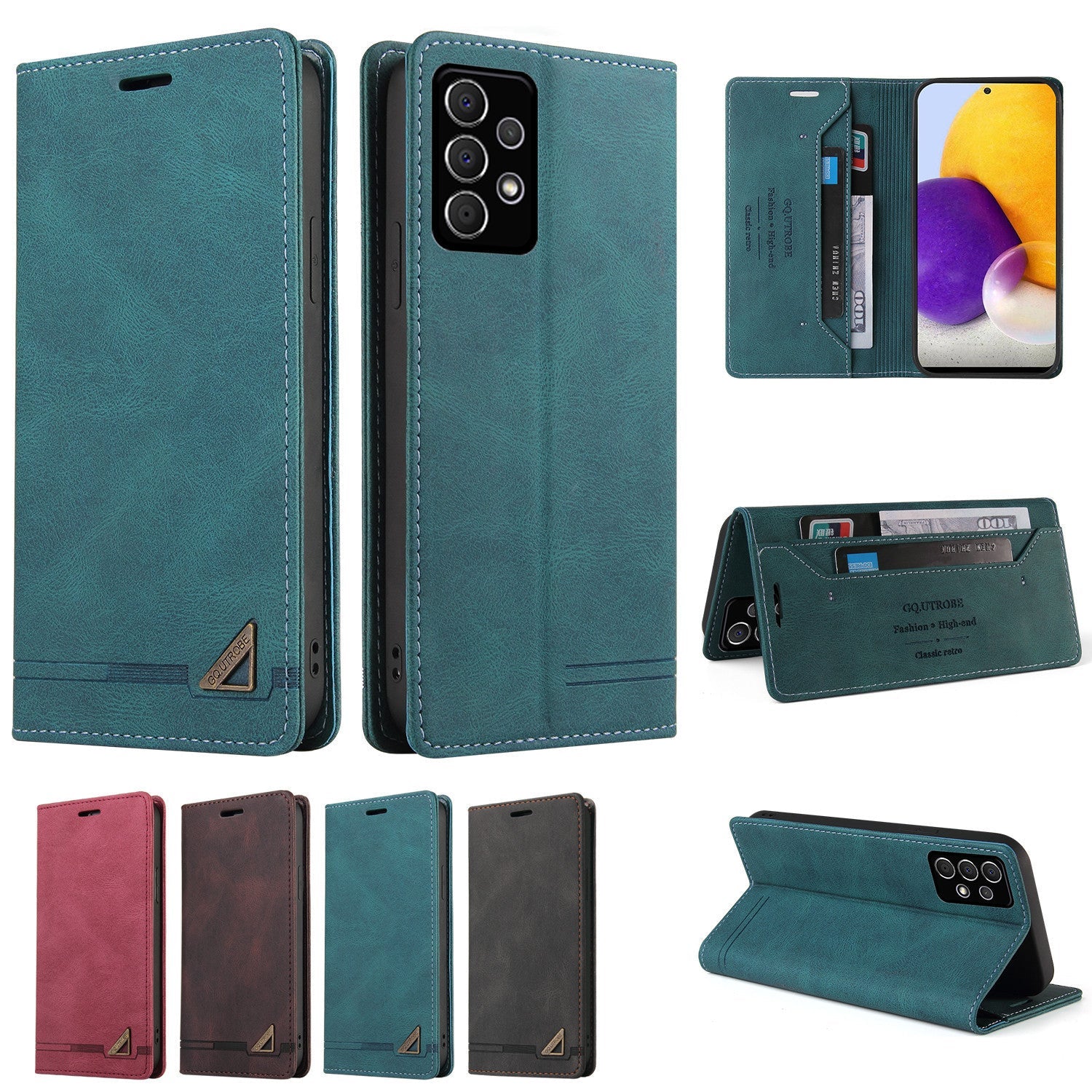 HKM-201107 Leather Wallet Case Compatible with Redmi Note10 Pro, Poco X3, and More – Stylish Protection in Black, Red, Blue, or Brown