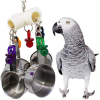 HKM-201107 Stainless Steel Parrot Bite Toy with Four Pots for Fun Play and Exercise
