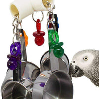 HKM-201107 Stainless Steel Parrot Bite Toy with Four Pots for Fun Play and Exercise