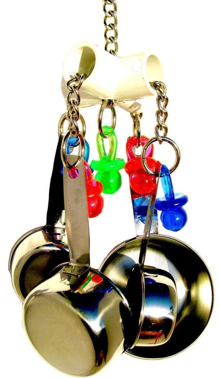 HKM-201107 Stainless Steel Parrot Bite Toy with Four Pots for Fun Play and Exercise