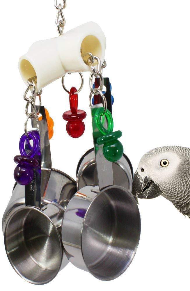 HKM-201107 Stainless Steel Parrot Bite Toy with Four Pots for Fun Play and Exercise