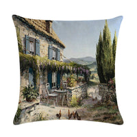 HKM-201299 Rural Landscape Series Linen Pillowcase - 45x45cm Cotton Filling