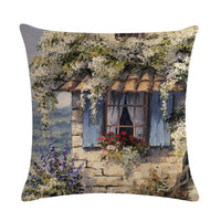 HKM-201299 Rural Landscape Series Linen Pillowcase - 45x45cm Cotton Filling