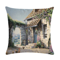 HKM-201299 Rural Landscape Series Linen Pillowcase - 45x45cm Cotton Filling
