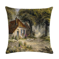 HKM-201299 Rural Landscape Series Linen Pillowcase - 45x45cm Cotton Filling