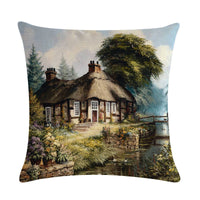 HKM-201299 Rural Landscape Series Linen Pillowcase - 45x45cm Cotton Filling