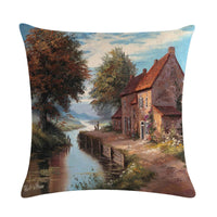 HKM-201299 Rural Landscape Series Linen Pillowcase - 45x45cm Cotton Filling