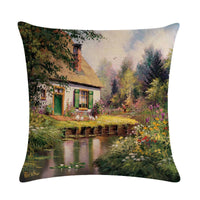 HKM-201299 Rural Landscape Series Linen Pillowcase - 45x45cm Cotton Filling