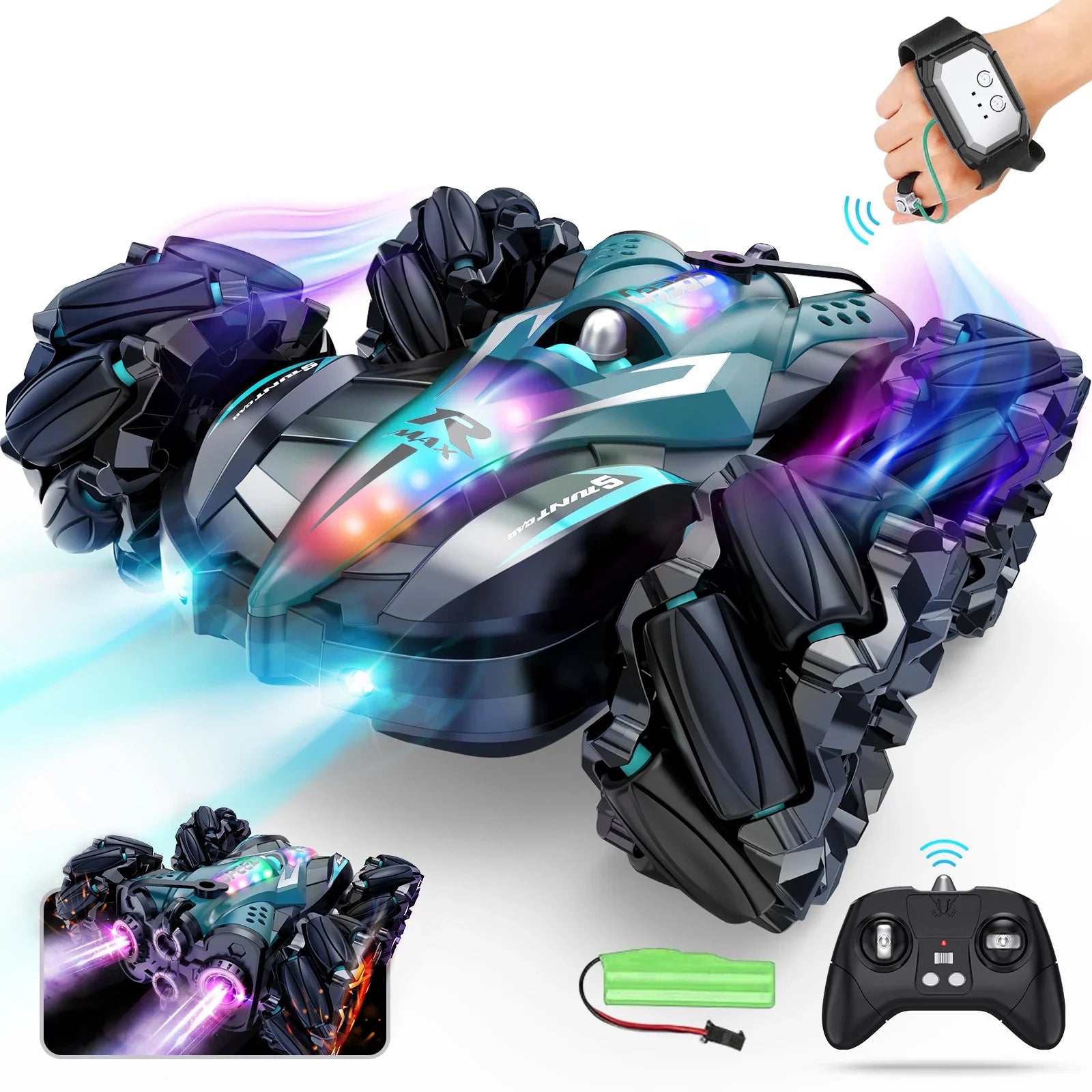 HKM-201427 2.4GHz 4WD Double-Sided RC Drift Car with Gesture Control, Lights, and Spray