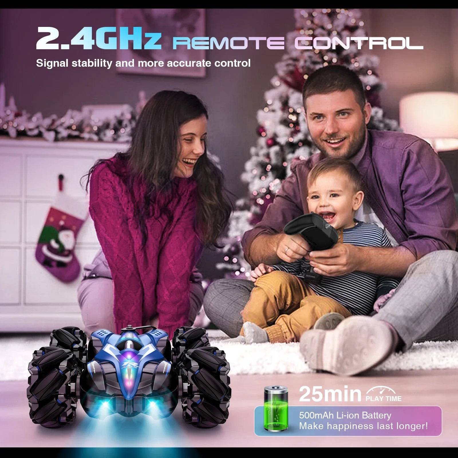 HKM-201427 2.4GHz 4WD Double-Sided RC Drift Car with Gesture Control, Lights, and Spray