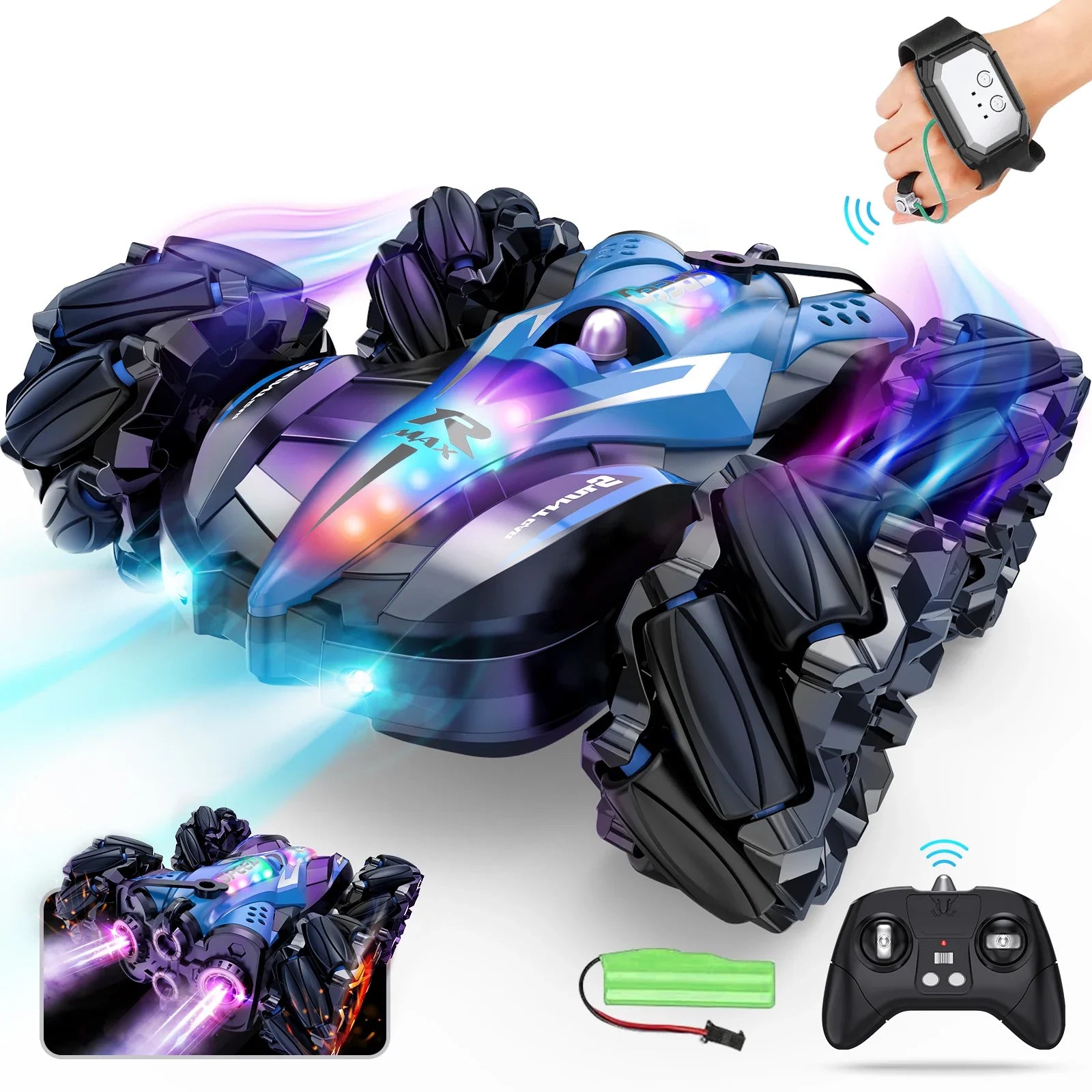 HKM-201427 2.4GHz 4WD Double-Sided RC Drift Car with Gesture Control, Lights, and Spray