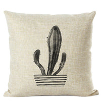 HKM-201555 Cactus Print Cotton Linen Cushion Cover for Home and Car Interiors, 45cm x 45cm