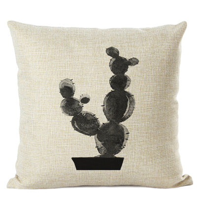 HKM-201555 Cactus Print Cotton Linen Cushion Cover for Home and Car Interiors, 45cm x 45cm