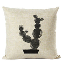 HKM-201555 Cactus Print Cotton Linen Cushion Cover for Home and Car Interiors, 45cm x 45cm