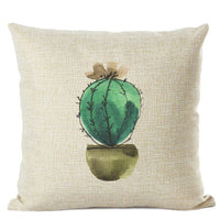 HKM-201555 Cactus Print Cotton Linen Cushion Cover for Home and Car Interiors, 45cm x 45cm