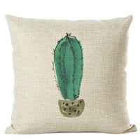HKM-201555 Cactus Print Cotton Linen Cushion Cover for Home and Car Interiors, 45cm x 45cm