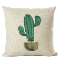 HKM-201555 Cactus Print Cotton Linen Cushion Cover for Home and Car Interiors, 45cm x 45cm