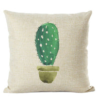 HKM-201555 Cactus Print Cotton Linen Cushion Cover for Home and Car Interiors, 45cm x 45cm