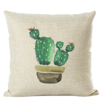 HKM-201555 Cactus Print Cotton Linen Cushion Cover for Home and Car Interiors, 45cm x 45cm