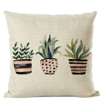 HKM-201555 Cactus Print Cotton Linen Cushion Cover for Home and Car Interiors, 45cm x 45cm