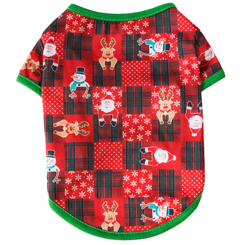 HKM-201619 Halloween-Themed Cotton T-Shirt for Dogs with Bat, Magic Hat, and Pumpkin Graphics