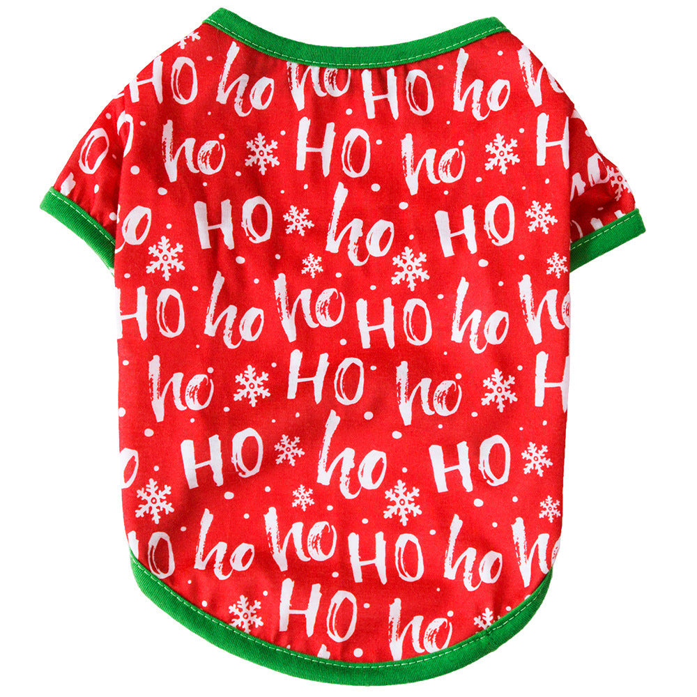 HKM-201619 Halloween-Themed Cotton T-Shirt for Dogs with Bat, Magic Hat, and Pumpkin Graphics