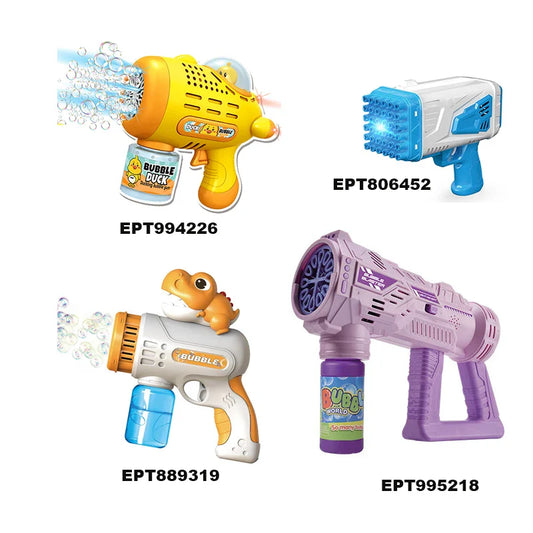 HKM-201811 Battery Operated Bubble Gun for Kids - Fun Soap Bubble Blaster Toy - Assorted Colors