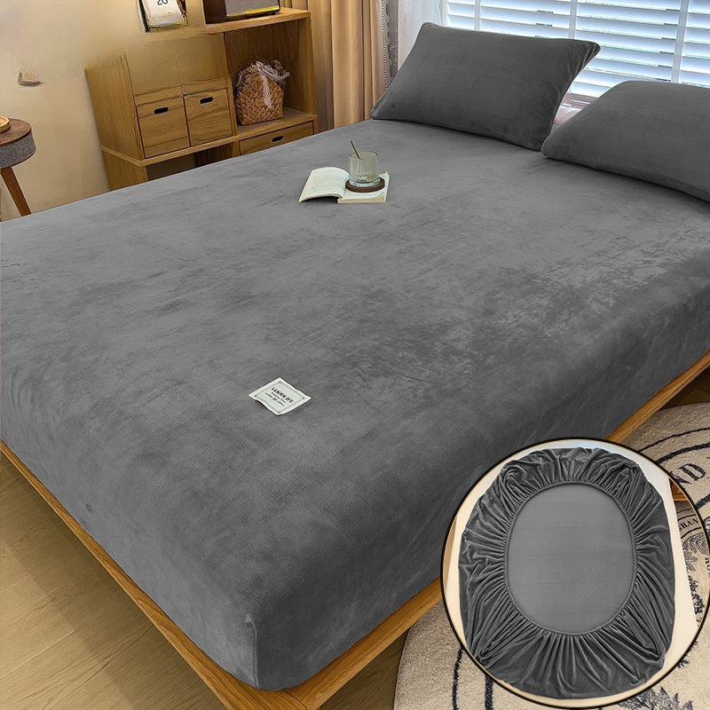HKM-201811 Milk Fiber All-Inclusive Non-Slip Velvet Fitted Sheet Set - Multiple Sizes Available