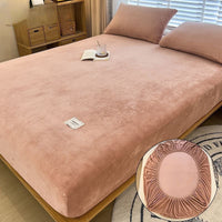 HKM-201811 Milk Fiber All-Inclusive Non-Slip Velvet Fitted Sheet Set - Multiple Sizes Available