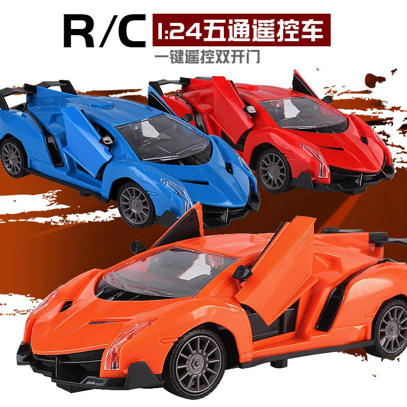HKM-202003 1/24 Five-Way Double Door Remote Control Car - Multi-Function Electric Toy for Indoor/Outdoor Fun