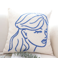 HKM-202003 Blue Flower Embroidered Pillowcase - 45x45CM Fashionable Chemical Fiber Design