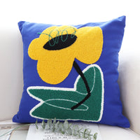 HKM-202003 Blue Flower Embroidered Pillowcase - 45x45CM Fashionable Chemical Fiber Design