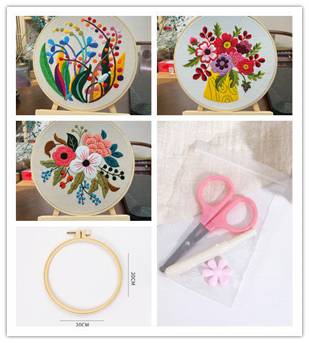 HKM-202003 Handmade DIY Three-Dimensional Flower Hanging Embroidery Kit - Various Styles Available