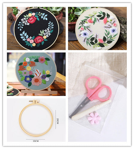 HKM-202003 Handmade DIY Three-Dimensional Flower Hanging Embroidery Kit - Various Styles Available