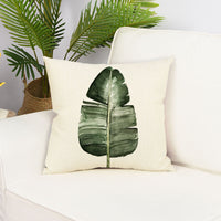 HKM-202131 Green Small Leaf Plant Pillow Cover - 45x45cm Nordic Style Cushion in Various Colors
