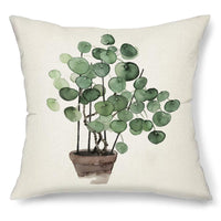 HKM-202131 Green Small Leaf Plant Pillow Cover - 45x45cm Nordic Style Cushion in Various Colors