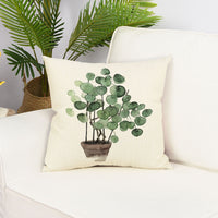 HKM-202131 Green Small Leaf Plant Pillow Cover - 45x45cm Nordic Style Cushion in Various Colors