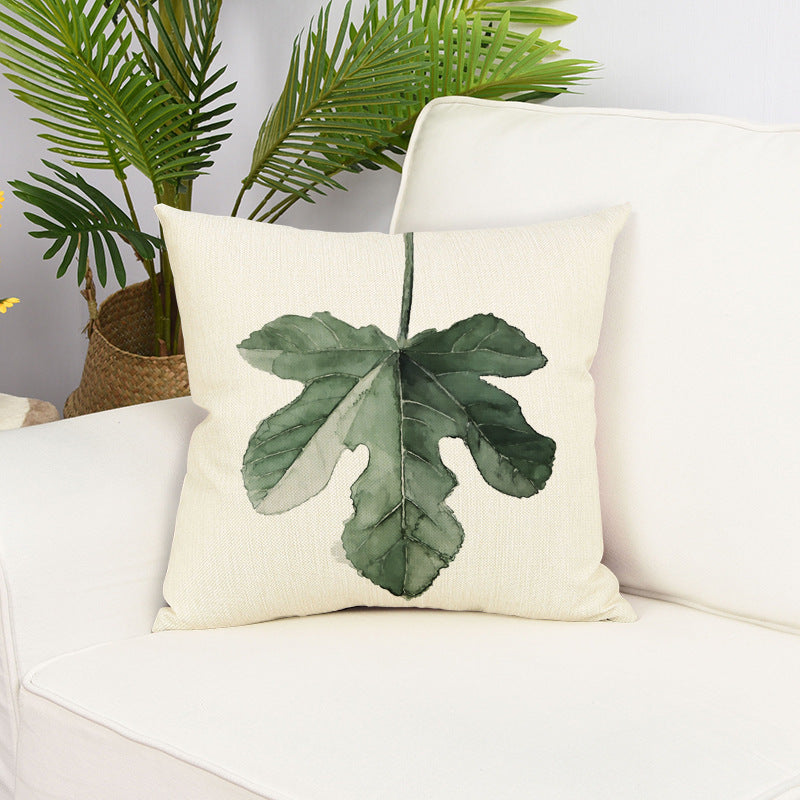 HKM-202131 Green Small Leaf Plant Pillow Cover - 45x45cm Nordic Style Cushion in Various Colors