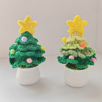 HKM-202131 Handmade Crocheted Wool Christmas Tree Pot Decoration for Desktop Display