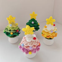 HKM-202131 Handmade Crocheted Wool Christmas Tree Pot Decoration for Desktop Display