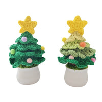 HKM-202131 Handmade Crocheted Wool Christmas Tree Pot Decoration for Desktop Display