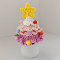 HKM-202131 Handmade Crocheted Wool Christmas Tree Pot Decoration for Desktop Display