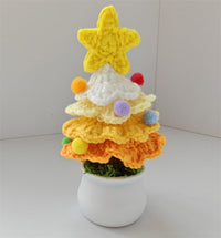 HKM-202131 Handmade Crocheted Wool Christmas Tree Pot Decoration for Desktop Display