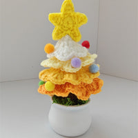 HKM-202131 Handmade Crocheted Wool Christmas Tree Pot Decoration for Desktop Display