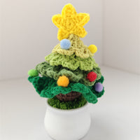 HKM-202131 Handmade Crocheted Wool Christmas Tree Pot Decoration for Desktop Display
