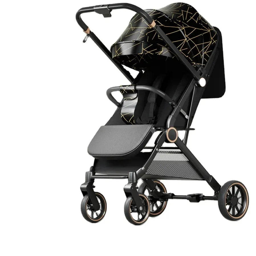 HKM-202195 Compact Folding Baby Stroller with Bi-Directional Recline and Four-Wheel Design