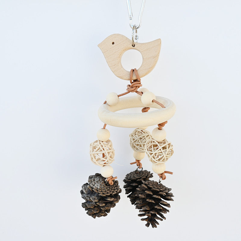 HKM-202259 Natural Wooden Bird Toy for Molar Relief - Star & Style Options