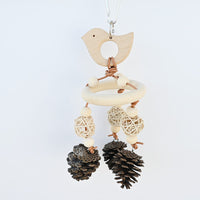 HKM-202259 Natural Wooden Bird Toy for Molar Relief - Star & Style Options