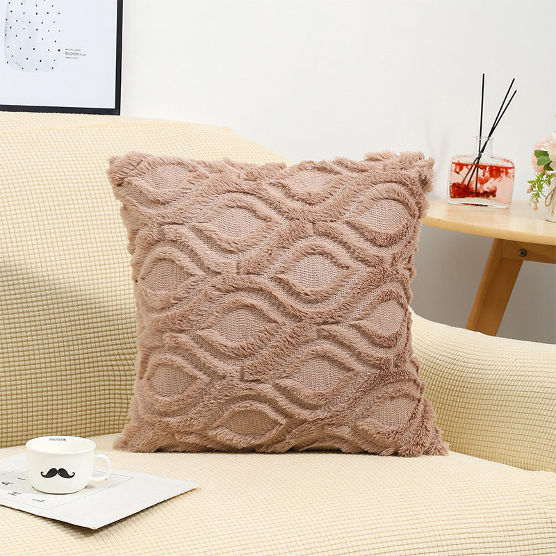 HKM-202387 Quilted Rabbit Hair Headrest Pillow Cover for Living Room, 45*45cm, Various Colors